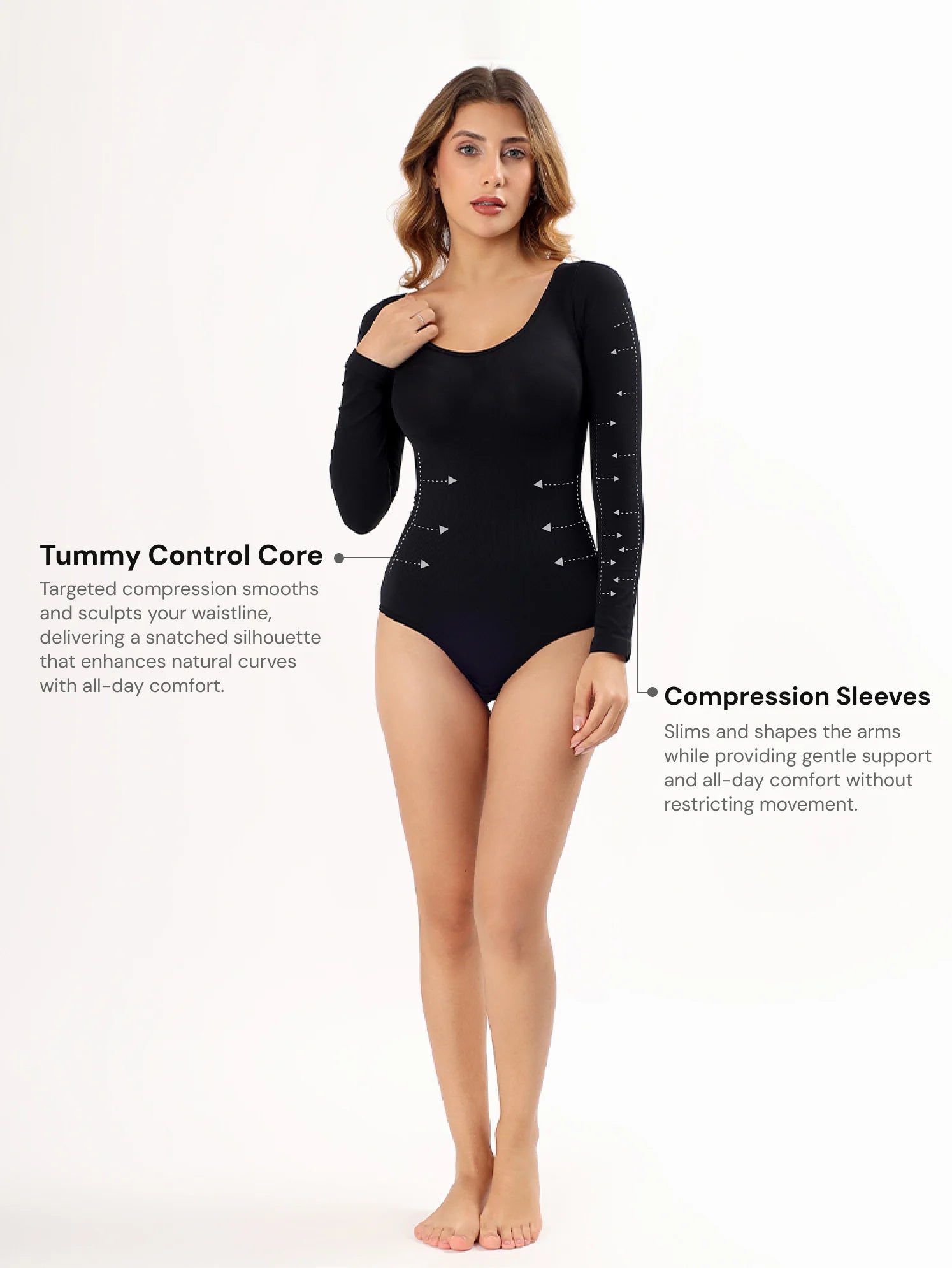 BoldShape™ Snatched Sleeves Bodysuit